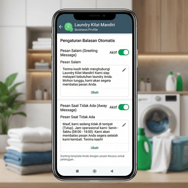 Cara Setting Balasan Otomatis WA Business Laundry