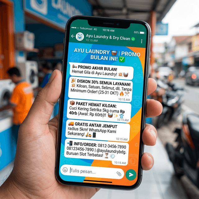 Template Broadcast WA Promo Diskon Laundry Akhir Bulan