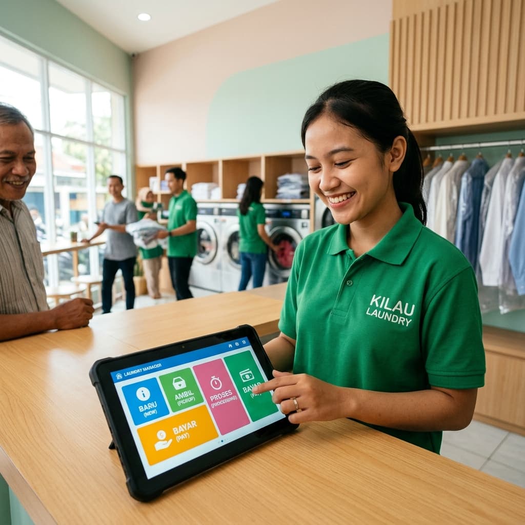 Aplikasi Kasir Laundry Lampung dengan Layar Sentuh Super Mudah