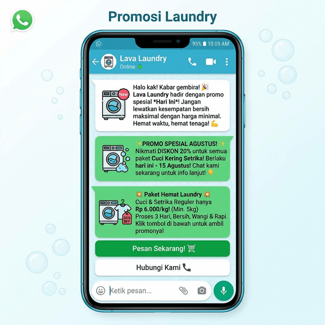 Kata-Kata Promosi Laundry Lewat WhatsApp