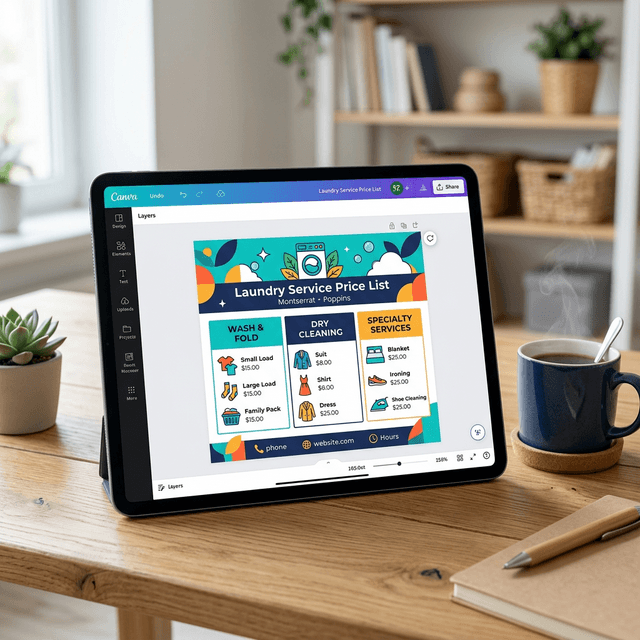 Template Pricelist Laundry Kiloan Canva
