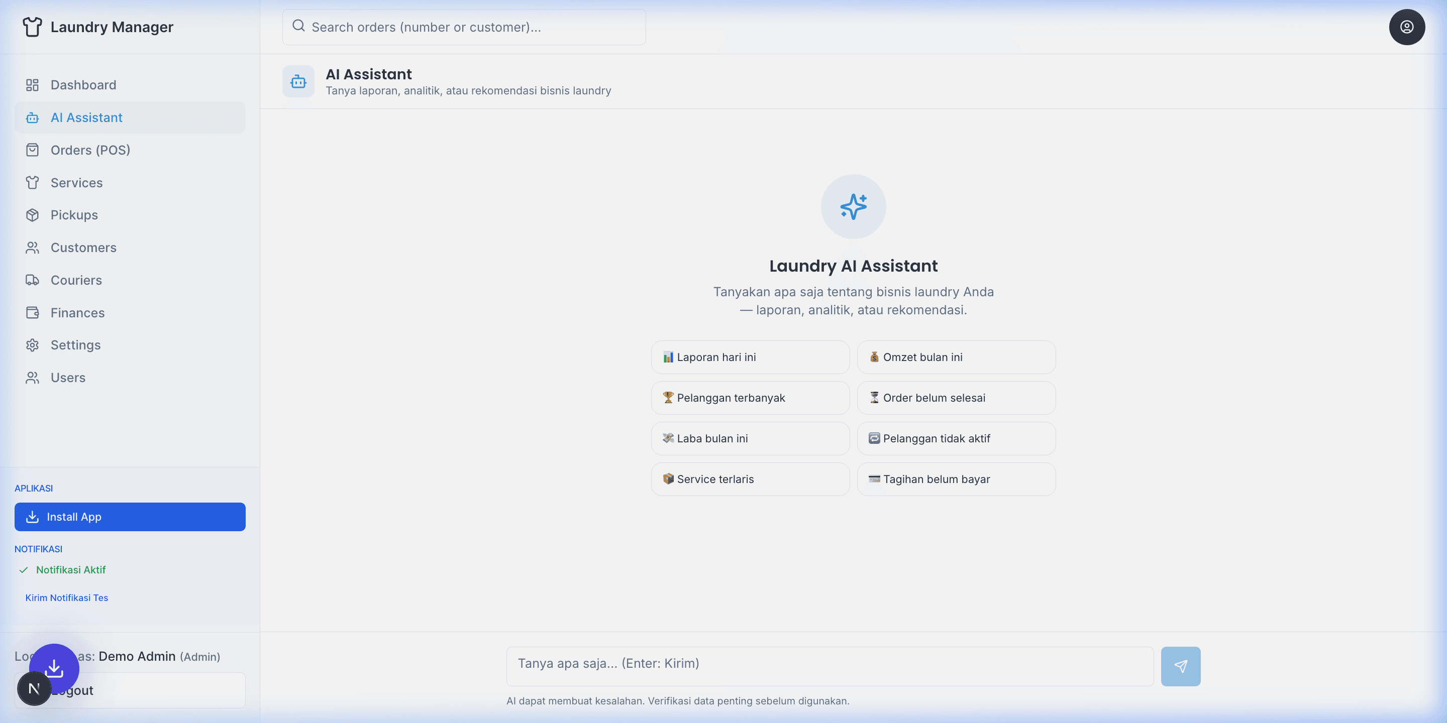 Halaman AI Assistant